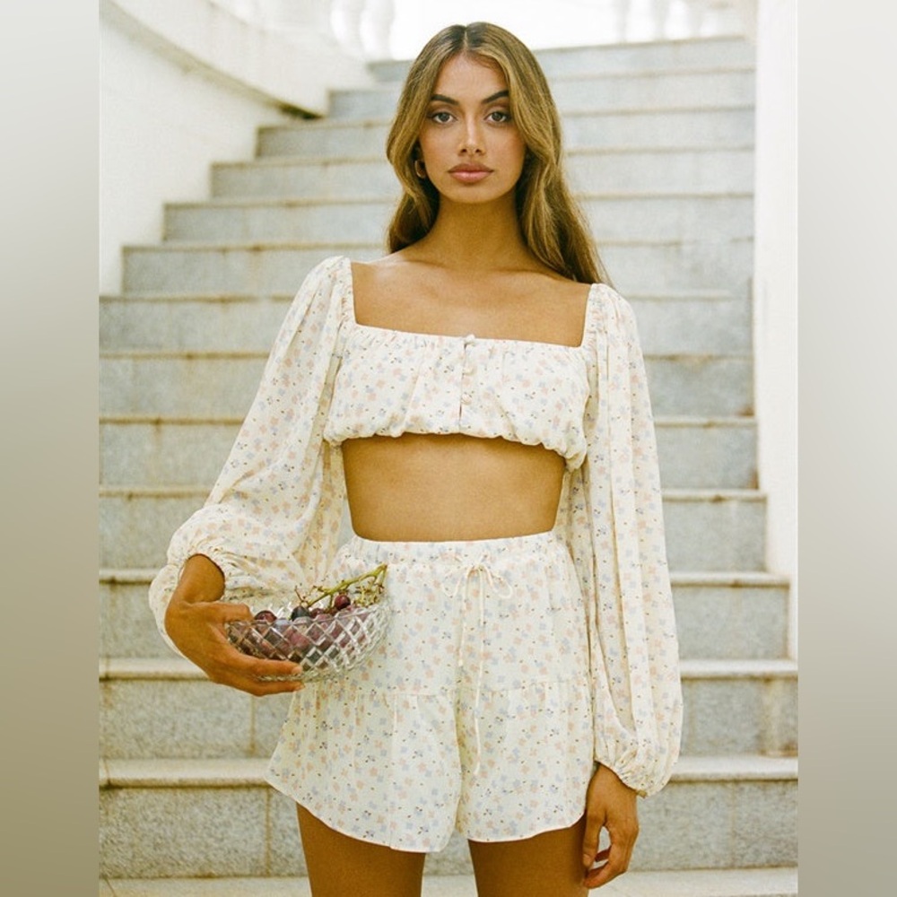 SABO SKIRT floral crop and short set